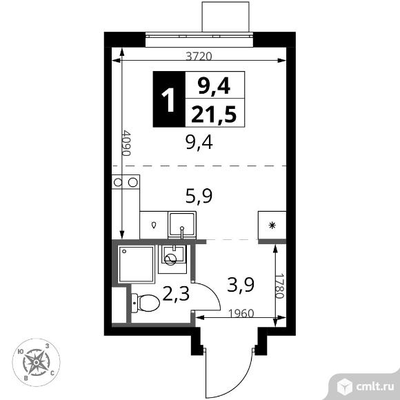 1-комнатная квартира 21,5 кв.м - ЖК "1-й Донской". Фото 1.