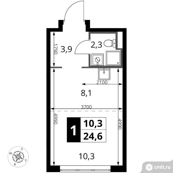 1-комнатная квартира 24,6 кв.м - ЖК "1-й Донской". Фото 1.