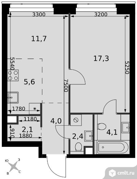 2-комнатная квартира 47,2 кв.м - ЖК "Amber City". Фото 1.
