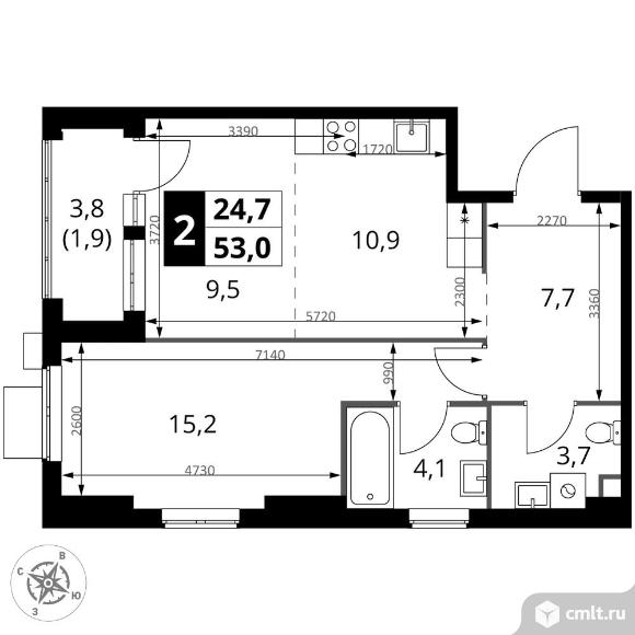 2-комнатная квартира 53 кв.м - ЖК "1-й Измайловский". Фото 1.