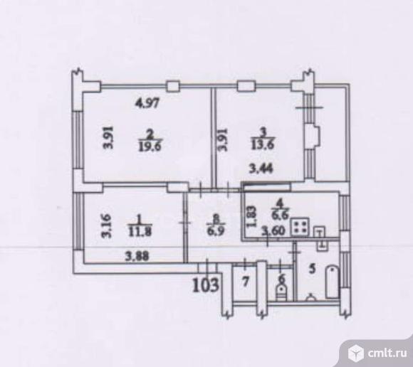 3-комнатная квартира 65,3 кв.м. Фото 13.