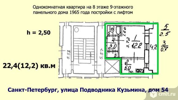 Однокомнатная квартира 22 кв.м на улице Подводника Кузьмина. Фото 6.