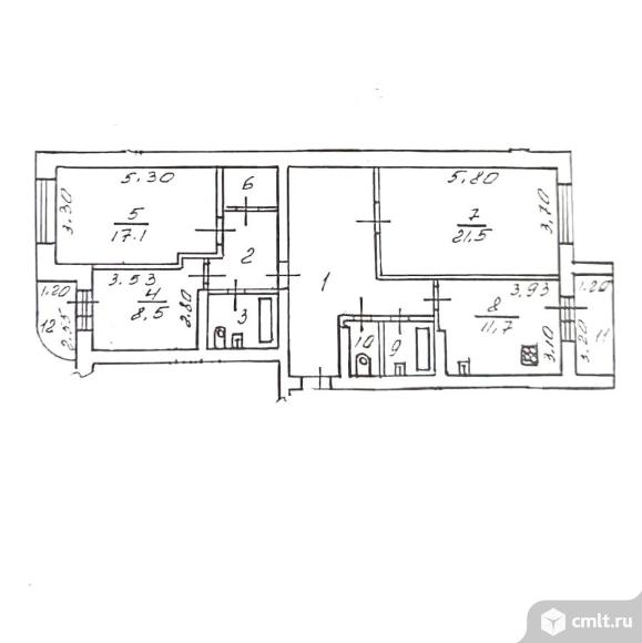 3-комнатная квартира 97,2 кв.м. Фото 18.