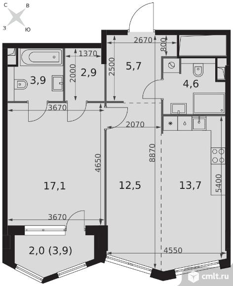 2-комнатная квартира 62,4 кв.м - ЖК "Sydney City". Фото 1.