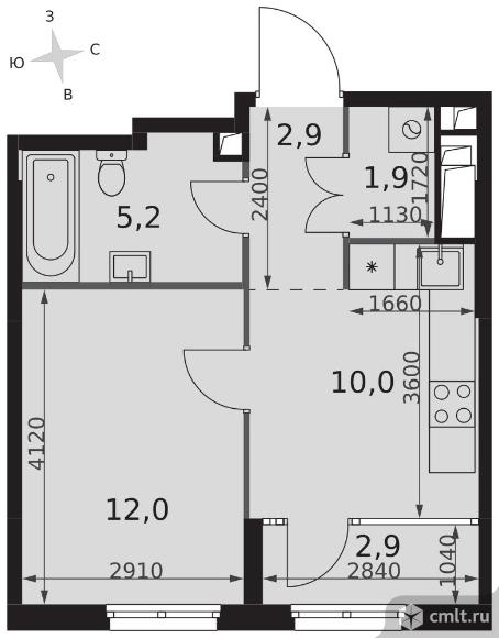 1-комнатная квартира 34,9 кв.м - ЖК "Sydney City". Фото 1.
