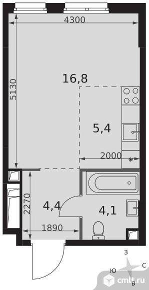 1-комнатная квартира 30,7 кв.м - ЖК "Sydney City". Фото 1.