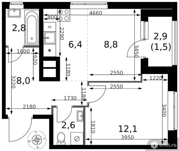 2-комнатная квартира 42,2 кв.м - ЖК "1-й Измайловский". Фото 1.
