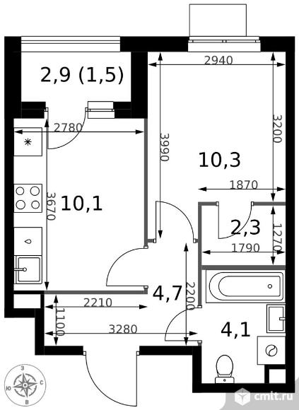 1-комнатная квартира 33 кв.м - ЖК "1-й Измайловский". Фото 1.