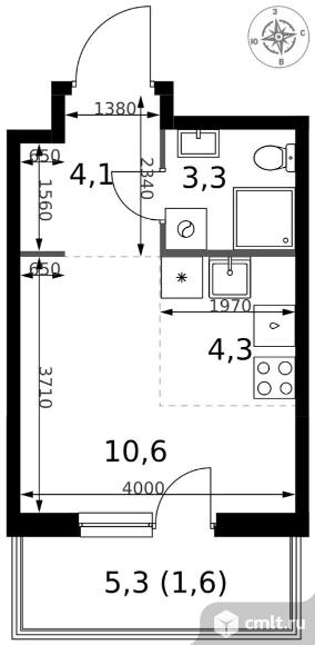 1-комнатная квартира 23,9 кв.м - ЖК "1-й Измайловский". Фото 1.