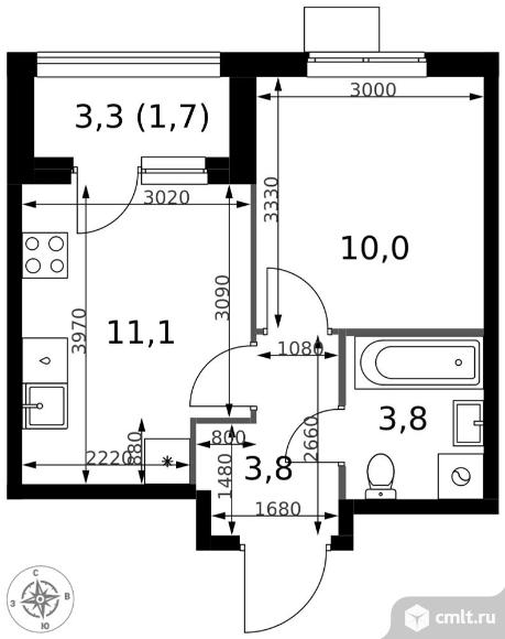 1-комнатная квартира 30,4 кв.м - ЖК "1-й Измайловский". Фото 1.