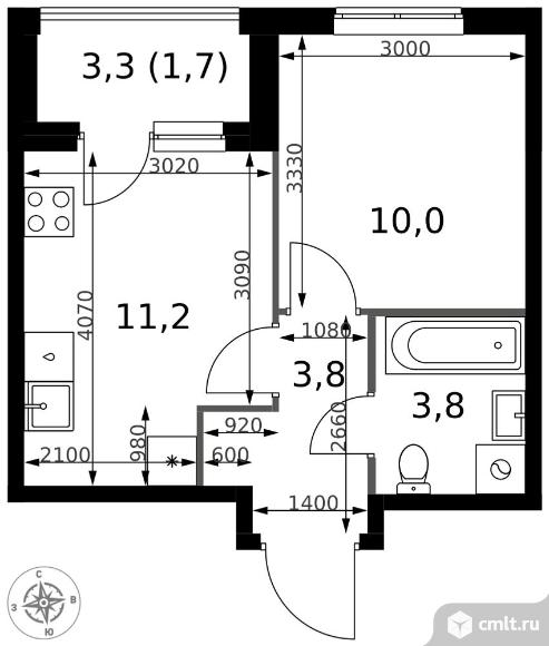 1-комнатная квартира 30,5 кв.м - ЖК "1-й Измайловский". Фото 1.