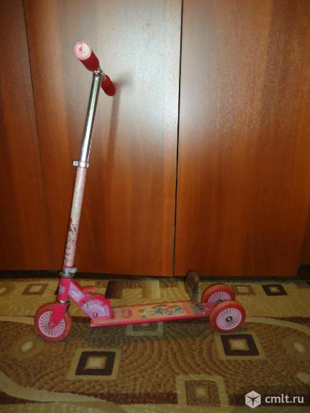Самокат детский металлический 3-колесный. Фото 1.