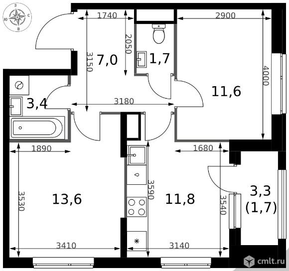 2-комнатная квартира 50,8 кв.м - ЖК "1-й Измайловский". Фото 1.