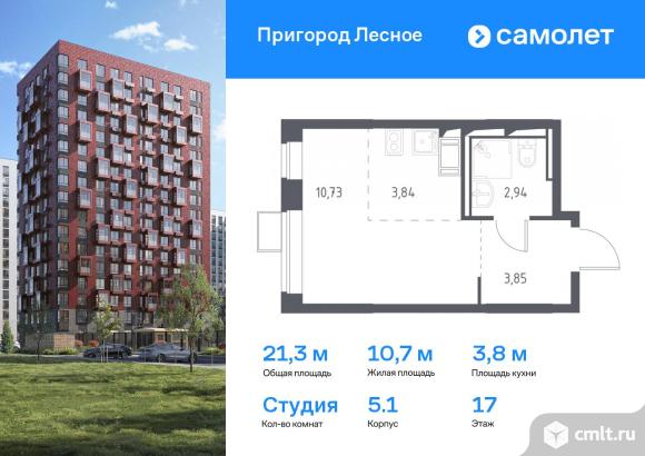 1-комнатная квартира 21,3 кв.м. Фото 1.