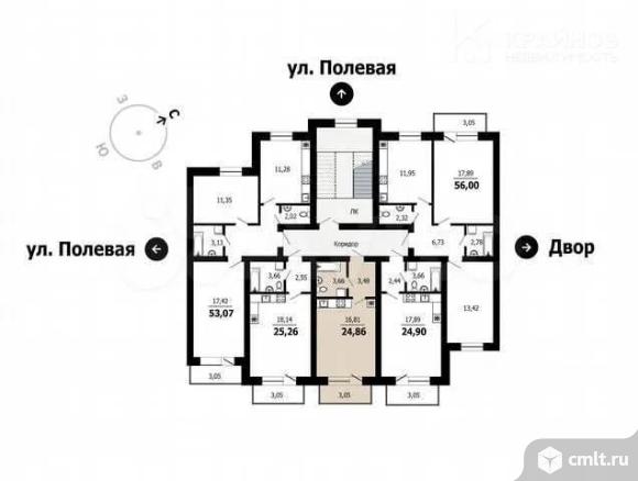 2-комнатная квартира 53,07 кв.м. Фото 1.