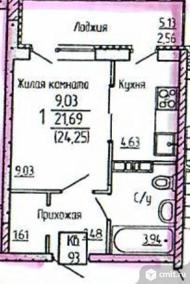 1-комнатная квартира 22,1 кв.м. Фото 1.