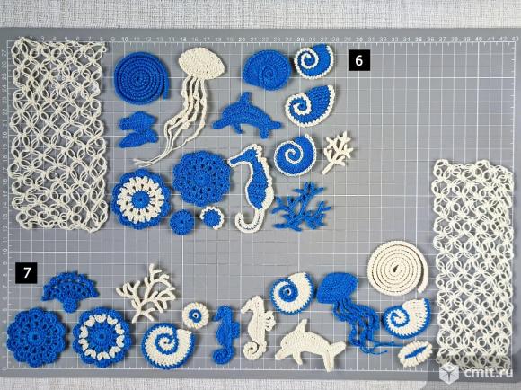 Вязаные аппликации "Морские". Декор для скрапбукинга. Фото 3.
