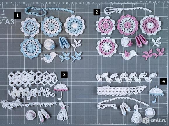 Вязаные аппликации. Декор для скрапбукинга. Фото 1.