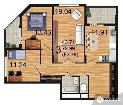 3-комнатная квартира 82,8 кв.м. Фото 17.