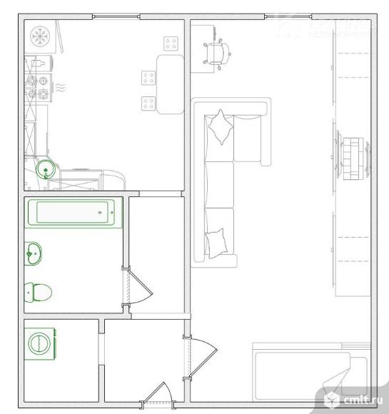 1-комнатная квартира 30,6 кв.м. Фото 1.