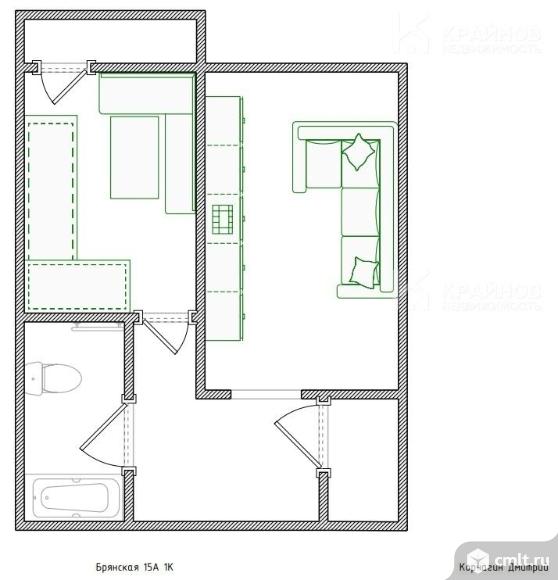 1-комнатная квартира 40 кв.м. Фото 13.
