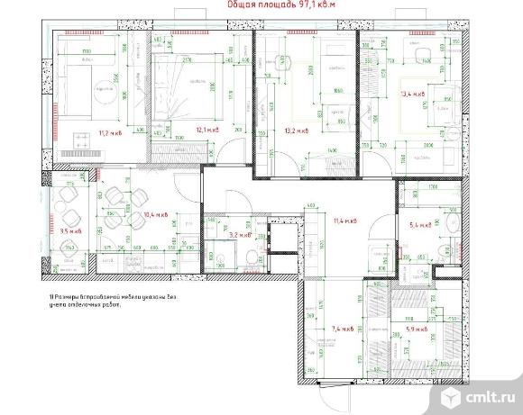 Продам 4-комн. квартиру 97.1 кв.м.. Фото 1.