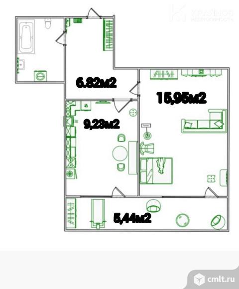 1-комнатная квартира 36,6 кв.м. Фото 20.