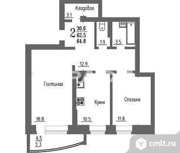 2-комнатная квартира 64,8 кв.м. Фото 18.
