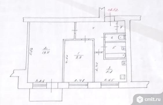 2-комнатная квартира 45,5 кв.м. Фото 1.