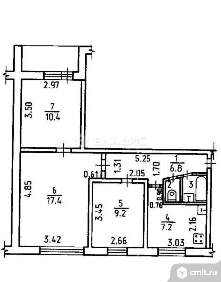 3-комнатная квартира 53,4 кв.м. Фото 19.