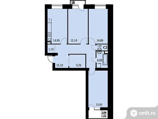 3-комнатная квартира 89,48 кв.м. Фото 11.