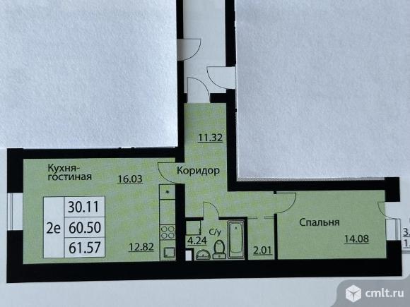 2-комнатная квартира 61,57 кв.м. Фото 8.
