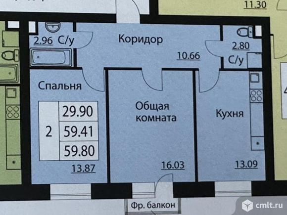 2-комнатная квартира 59,8 кв.м. Фото 9.