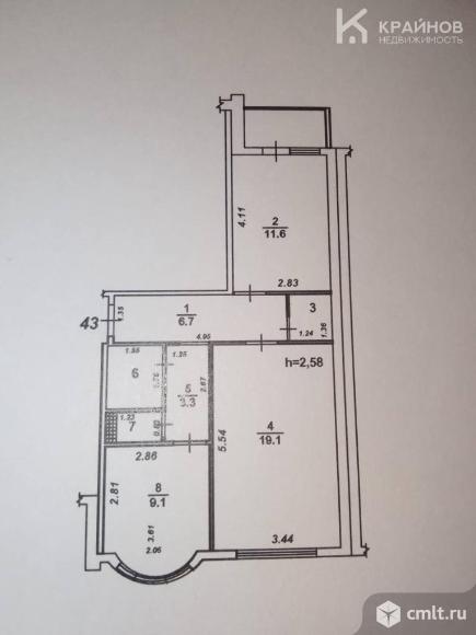 2-комнатная квартира 55,3 кв.м. Фото 16.