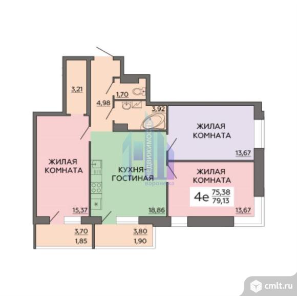 4-комнатная квартира 79,13 кв.м. Фото 1.