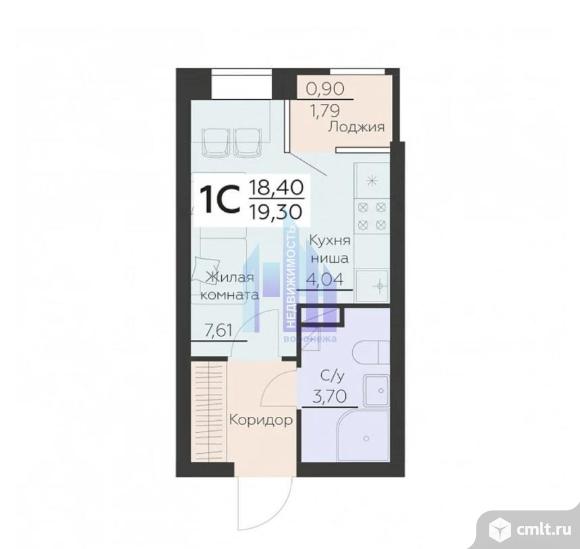 1-комнатная квартира 19,3 кв.м. Фото 3.