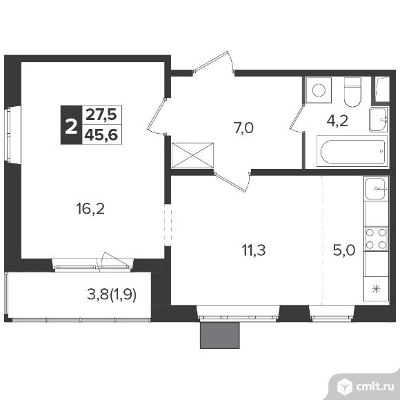 2-комнатная квартира 45,3 кв.м - Южная Битца. Фото 1.