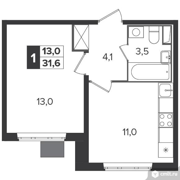 1-комнатная квартира 31,5 кв.м - Южная Битца. Фото 1.