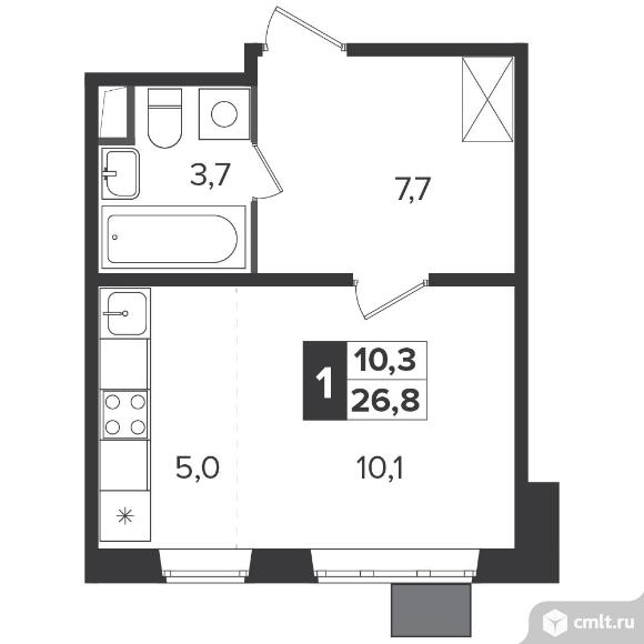 1-комнатная квартира 26,5 кв.м - Южная Битца. Фото 1.