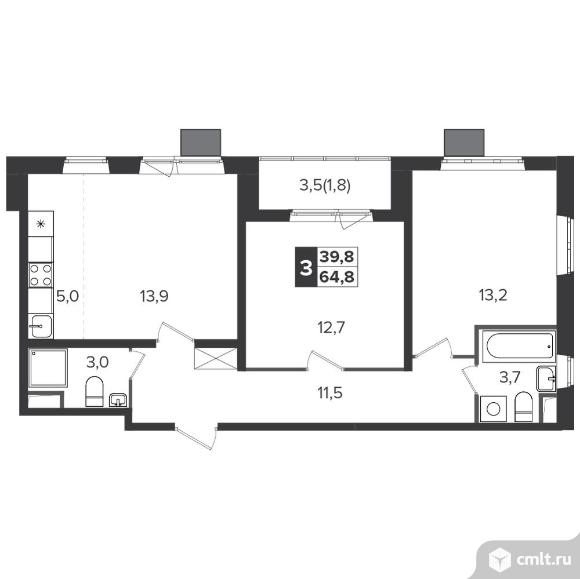 3-комнатная квартира 64,2 кв.м - Южная Битца. Фото 1.