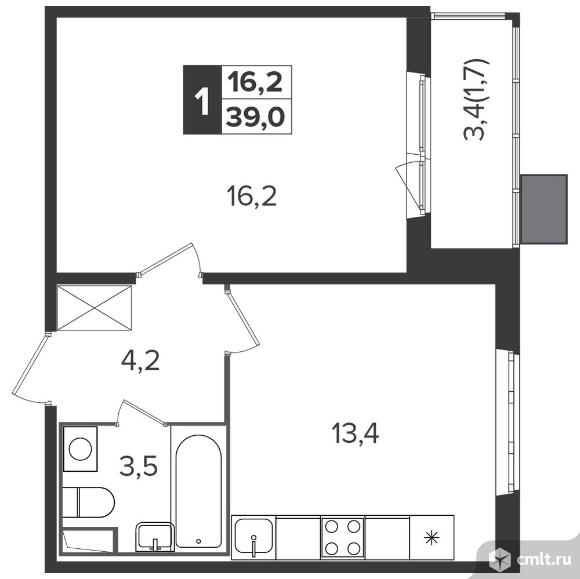 1-комнатная квартира 39 кв.м - Южная Битца. Фото 1.