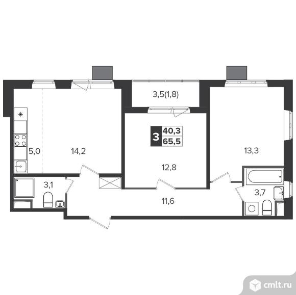 3-комнатная квартира 64,8 кв.м - Южная Битца. Фото 1.