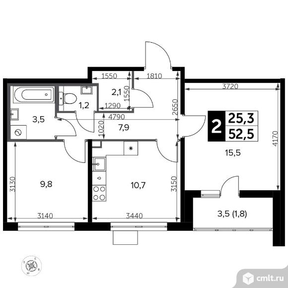 2-комнатная квартира 53,6 кв.м - Южная Битца. Фото 1.