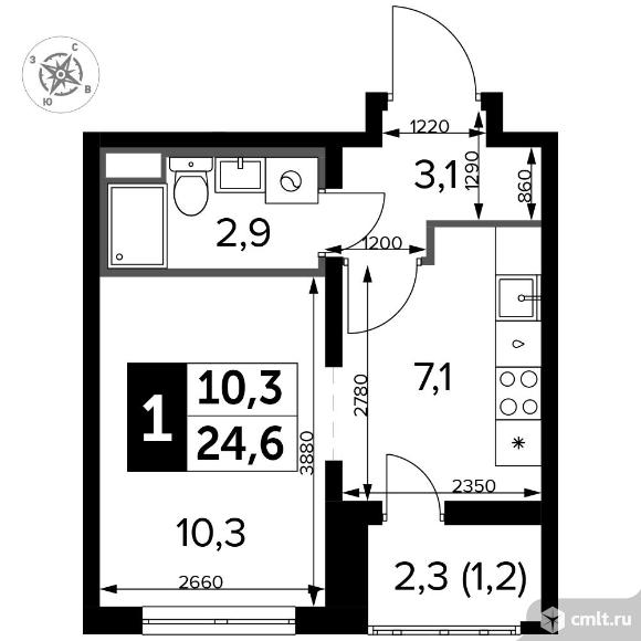 1-комнатная квартира 25 кв.м - Южная Битца. Фото 1.