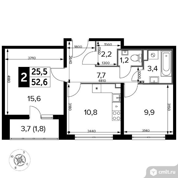 2-комнатная квартира 53,3 кв.м - Южная Битца. Фото 1.