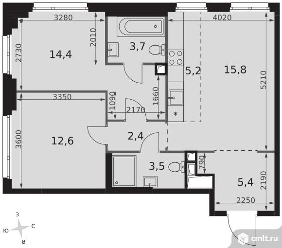 3-комнатная квартира 63 кв.м - ЖК "Sydney City". Фото 1.