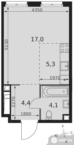 1-комнатная квартира 30,8 кв.м - ЖК "Sydney City". Фото 1.