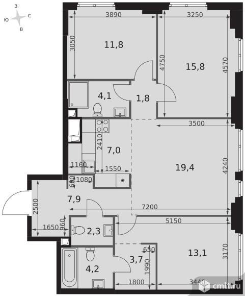 4-комнатная квартира 91,1 кв.м - ЖК "Sydney City". Фото 1.