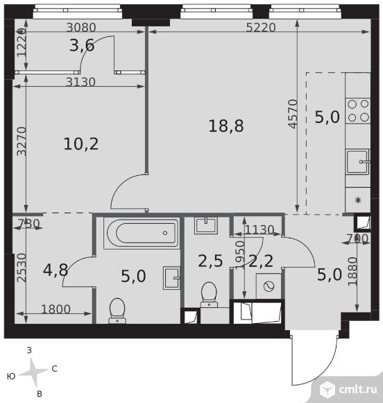 2-комнатная квартира 57,1 кв.м - ЖК "Sydney City". Фото 1.