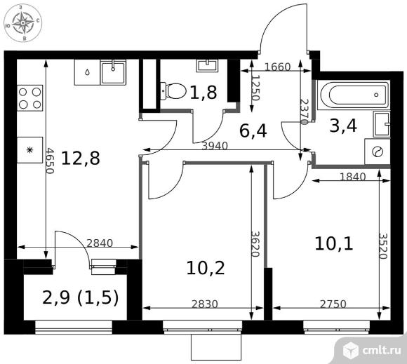 2-комнатная квартира 46,2 кв.м - ЖК "1-й Измайловский". Фото 1.